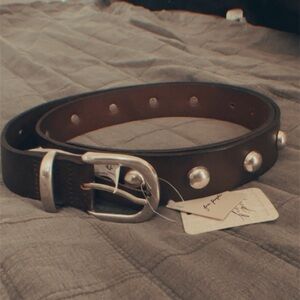 Free People Dark Brown Belt with Silver Buckle